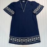 Crown & Ivy Navy Embroidered Short Sleeve Shift Dress G29 Photo 0