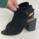 Vince Camuto  Black Suede Perforated Suede Open Toe Shoes Size 5.5 Photo 2