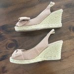 Talbots Collection Linen Bow Wedge Espadrille Sandal Peep Toe Slingback Shoe 8.5 Photo 5