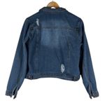 Highway Jeans Denim Jacket Womens L Medium Wash Distressed Button Front Casual Photo 2