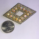 Vintage AB Rhinestone Geometric Brooch Silver Photo 3