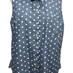 Tommy Hilfiger  Sleeveless Blouse Women's Size XL Blue Polka Dots Button Front Photo 0