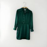She & Sky She + Sky Donna Satin Mini Dress Emerald Green Collared Long Sleeve NWT Size S Photo 1