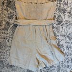 Linen Belted Romper Tan Photo 2