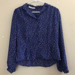 Vintage blue floral chiffon blouse Size M Photo 4