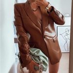 ZARA FAUX LEATHER MENSWEAR STYLE BLAZER Brown Size XL NEW Photo 4