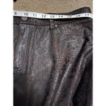 Chico's  dark brown stretch metallic embossed coated snakeskin jegging, Size 25 Photo 7