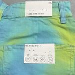 We Wore What  Womens 26 Flare Bell Denim Shorts Blue Green Tie Dye Stretch NWT Photo 6