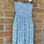 Playa Lucila smocked ditsy floral dress XS Blue Photo 2