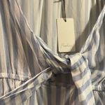 Flawless White & Blue Stripe Blouse with Keyhole Cut out Photo 2