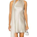 Auteur Studio Cassidy Dress in Grey Small New Womens Silver Satin Mini Gray Photo 0