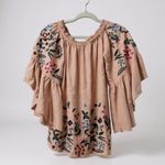 Altar'd State  Dusty Rose Pink Embroidered Bell Sleeve Tunic Blouse With Elastic N Photo 0