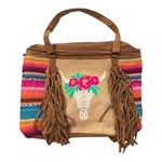 Boho Leather Serape Tote Bag Cow Skull Embroidered Fringe Shoulder Bag Large Brown Photo 1