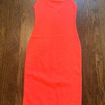 ZARA NWOT  Neon Pink Sheath Midi Dress Square Neck Sleeveless Photo 1