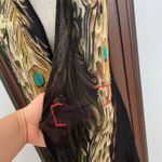 Adore Peacock Feather Print Sleeveless Cardigan Black Photo 2