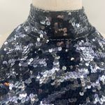 Vintage 90s Lillie Rubin Silk Sequined Mini Dress High Neck Sleeveless Womens 8 Black Photo 4