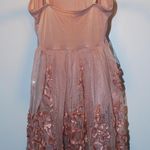 Light pink floral dance costume. Sheer overlay with leotard attached underneath. Photo 1