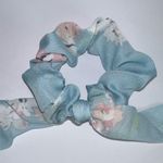 FLORAL Chiffon 2 in 1 Tie Bow Scrunchie Hair Accessory Blue Photo 1