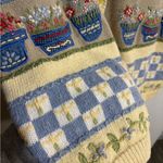 Vintage Grannycore Embroidered Garden Knit Sweater Vest XL Yellow Photo 2
