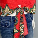 Walker Boutique Boho Floral Tie Front Crop Top Red Multicolor Festival Size S Photo 2
