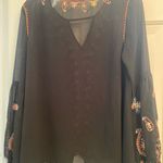 Love Sam  Paisley-Embroidered Long-Sleeve Top, Black M Photo 7