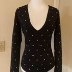 ZARA Women's Bodysuit V Neck Silver Stud Black Size M Photo 9
