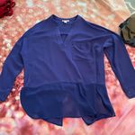 Miami Blue V Neck Sheer Bottom Top Photo 4