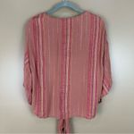 Lovestitch Allie Lurex Dusty Rose Multi Embroidered Stripe Tie Top Blouse Small Photo 8