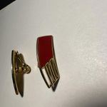 Monet Signed  Clip On Gold Tone /Red Earrings Photo 11