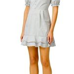 Stylestalker  Kelly Mini Dress Blue and White Cotton Puff Sleeves Medium Photo 0