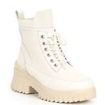NURTURE Whitney Leather‎ Lug Sole Combat Boot White Cream Lace Up Size 6.5 New Photo 0