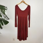 Sozy Sarah Long Sleeve Dress Women M Burnt Red Ruched Neckline Thumb Hole Pocket Size M Photo 1