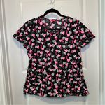 Dickies  Black/Pink Hope In My Hearts Scrub Top size M Photo 0