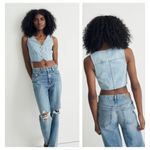 Madewell Cotton-Hemp Denim Katrina Crop Vest Top Size 14 Photo 2