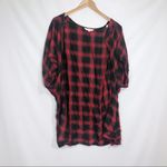 New Amaryllis Red & Black Plaid‎ Oversized Kimono Size Small Size M Photo 3
