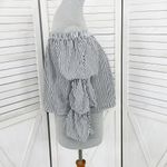 Charlotte Russe  Striped Puff Sleeve‎ Crop Shirt Black White XS Off The Shoulder Photo 1