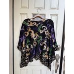 Chico's Black Purple Green Tan Abstract Print Poncho Top Tunic Sweater Size XL Photo 5