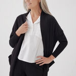 Pact  Airplane Cardigan Black Organic Cotton Relaxed Fit  S / M Photo 0