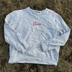 French Connection Sweatshirt Women's M Gray CHERIE Red Embroidered Crew Neck Photo 1