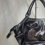 Via Spiga Womens Shoulder Bag Large Black Patent Leather Pockets Lined Hobo Photo 7