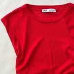 ZARA  RED Sleeveless Minimalist Ruched Short Sleeve Top Size Large Photo 4