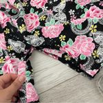 Japanese Floral Top wrap tie womens Black Pink (medium) maximalist streetwear Photo 2