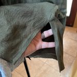 Valerie Stevens  Vintage Linen Silk Blend Olive Green Button Up Blouse Size Large Photo 3