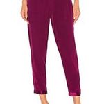 Fleur Du Mal Bordeaux High Waist Dressy Satin Crepe Silk Tuxedo Pants Size 8 Pink Photo 0