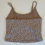 Old Navy Light Brown Flowered Cropped Cami Tank Top with Shelf Bra Women's Small Photo 2