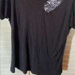 Rock & Republic Black black short sleeve top with lace detail on the front Photo 1