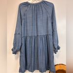 Lilla P Dress Chambray Denim Button Down Long Sleeve Drop Waist Women’s Large Blue Photo 3