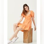&merci NEW! &Merci Puff Sleeve Babydoll Mini Dress in Papaya Orange Size M Photo 1