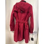 Nanette Lepore  Red Trench Coat Belted Moto Style Jacket Size Large Photo 5