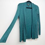 89th & Madison Metallic Knit Cardigan Womens Medium Party Event Evening Holiday Blue Photo 4
